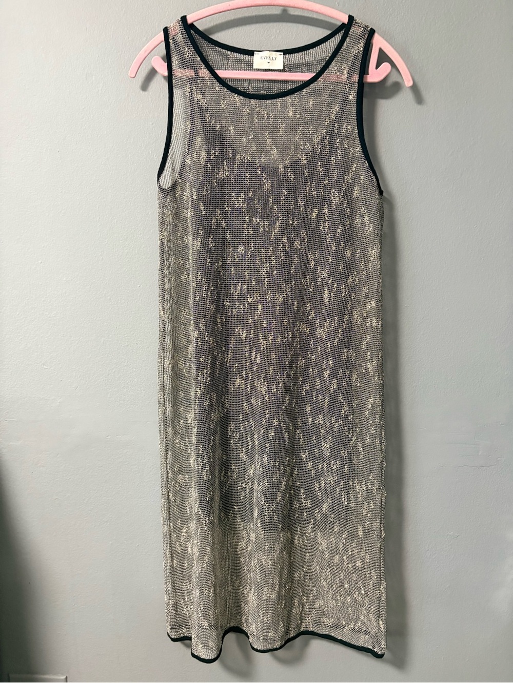 Everly sheer embroidered mesh tank style midi dress with slip. Size Small